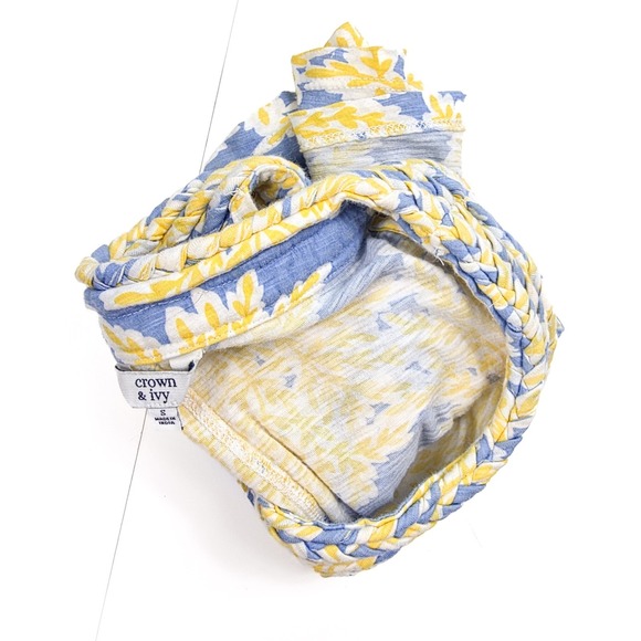 Crown‎ & Ivy Yellow Blue Floral Print Braided Neck Tank Top Women's Size Small - Picture 3 of 5